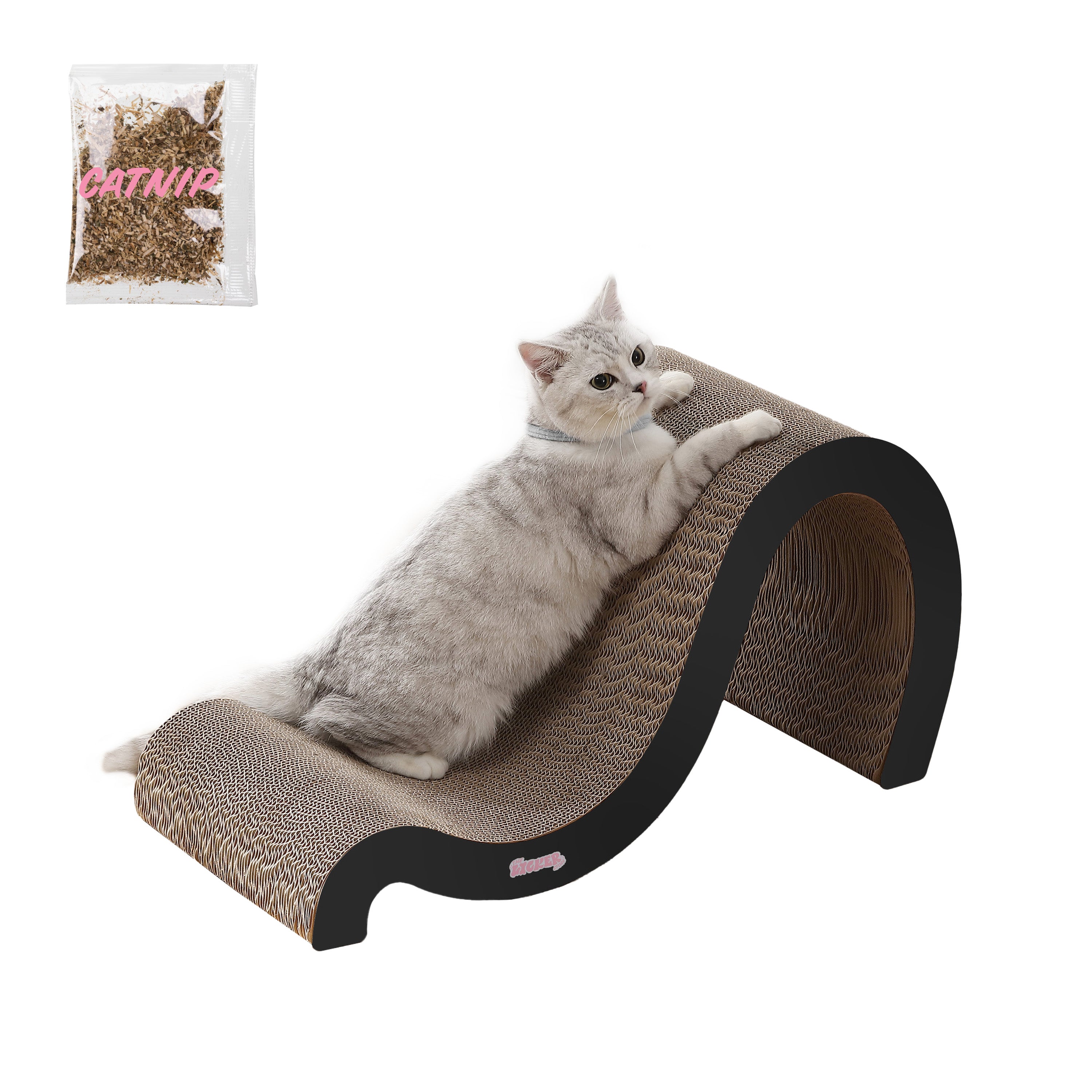 Kona 27" Modern Cardboard Double-Sided Wave Cat Scratcher with Catnip
