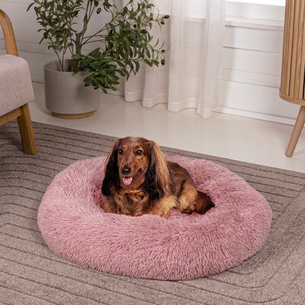 Maisie Bohemian Faux Fur Donut Pet Bed with Washable Cover