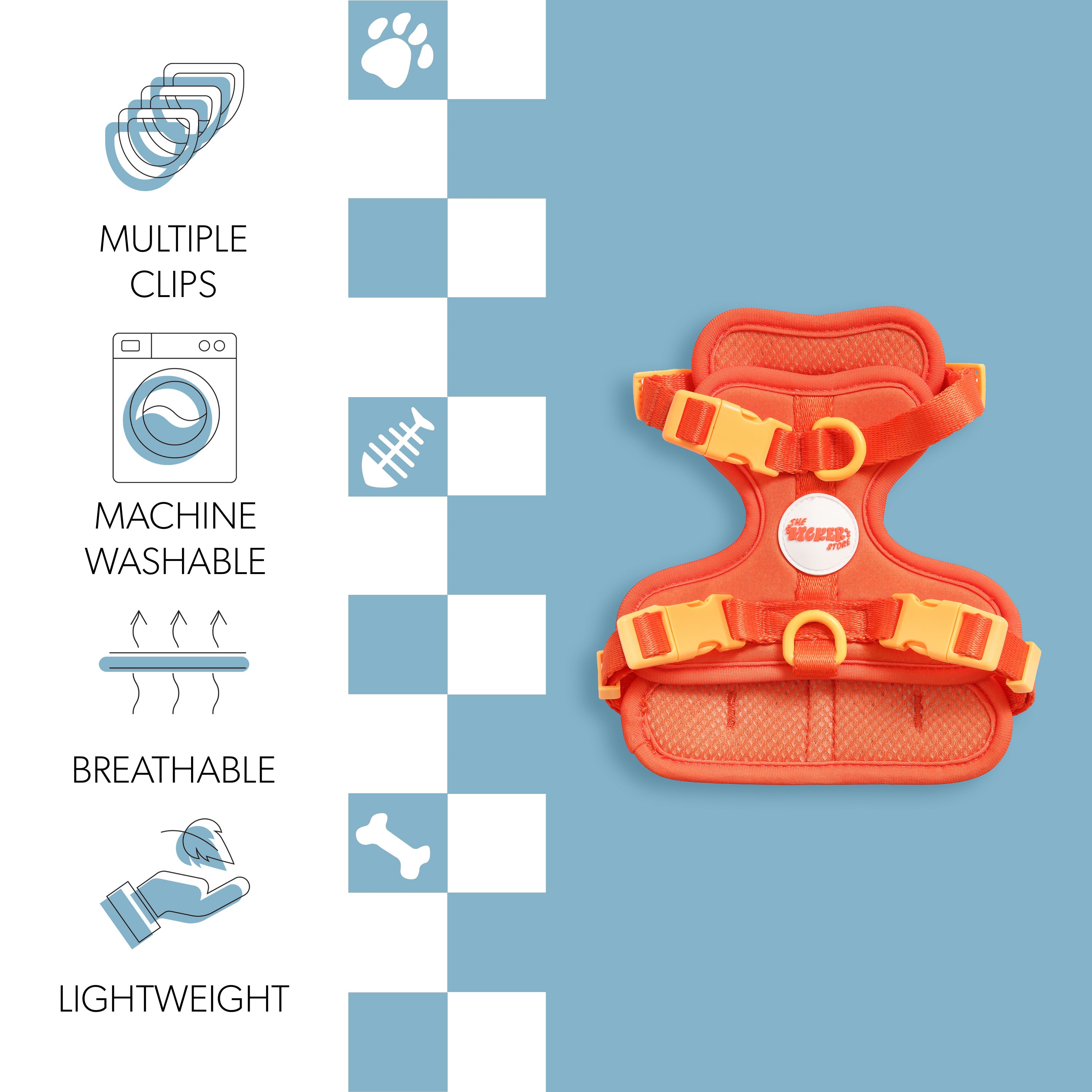 Arlo Adjustable No Pull Pet Harness Dark Orange Extra Small