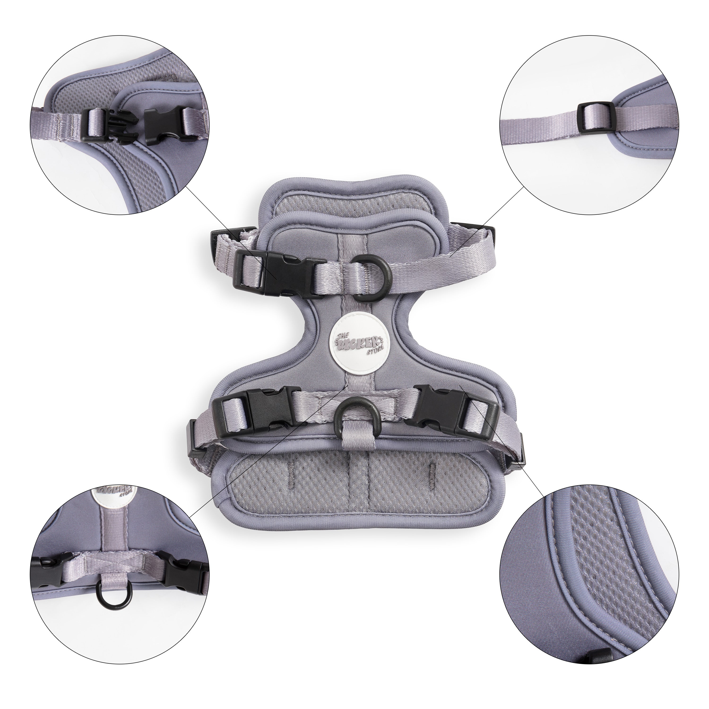 Arlo Adjustable No Pull Pet Harness Gray Extra Small