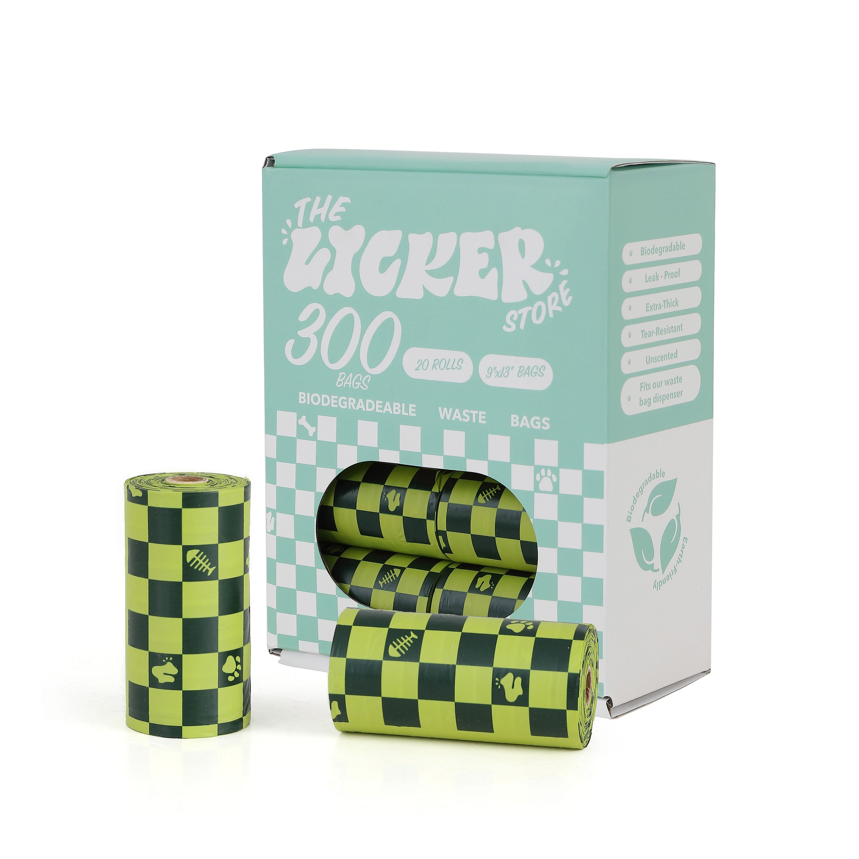 Biodegradable Extra Thick Leak-Proof Dog Poop Bags Green 20 Roles