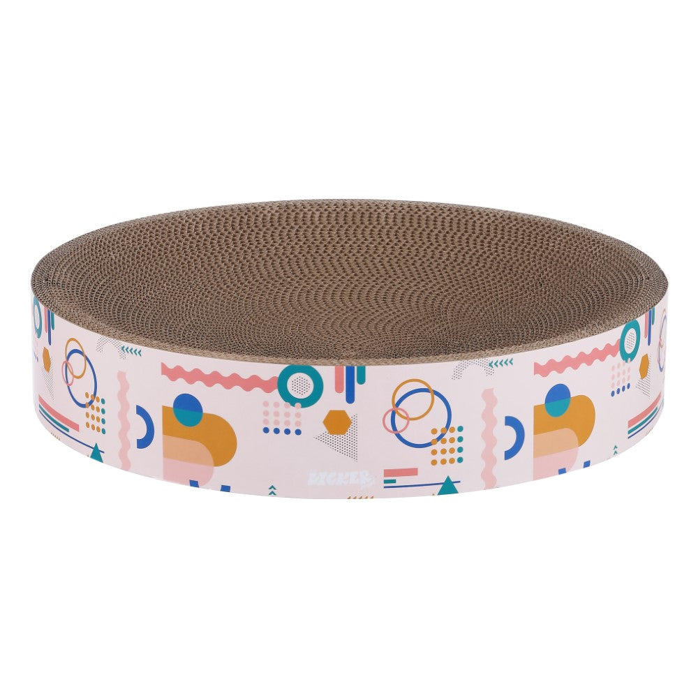 Nelson Round Bowl Cat Scratcher with Catnip Light Pink Multi