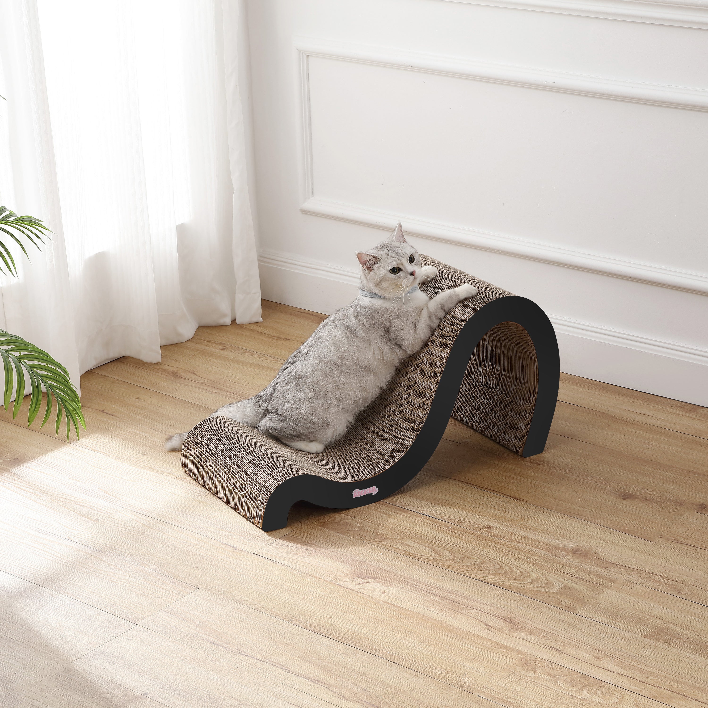 Kona 27" Modern Cardboard Double-Sided Wave Cat Scratcher with Catnip Ink