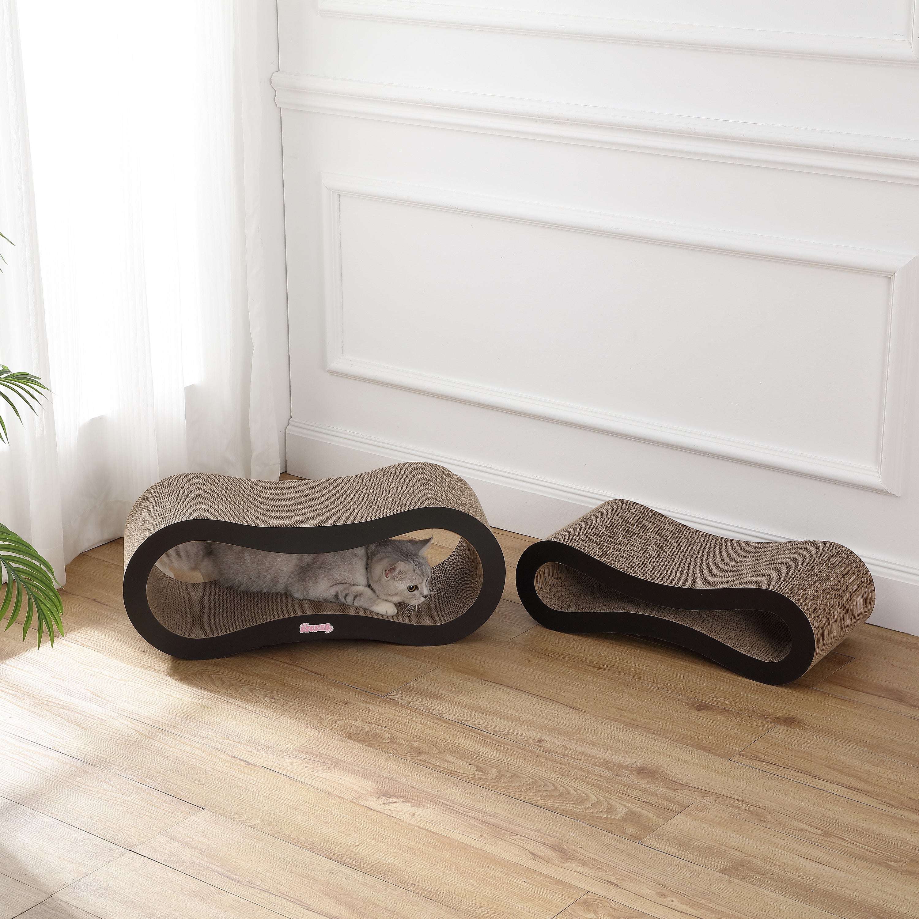 Suvi 26" Modern Cardboard Infinity 2-in-1 Lounge Bed Cat Scratcher with Catnip