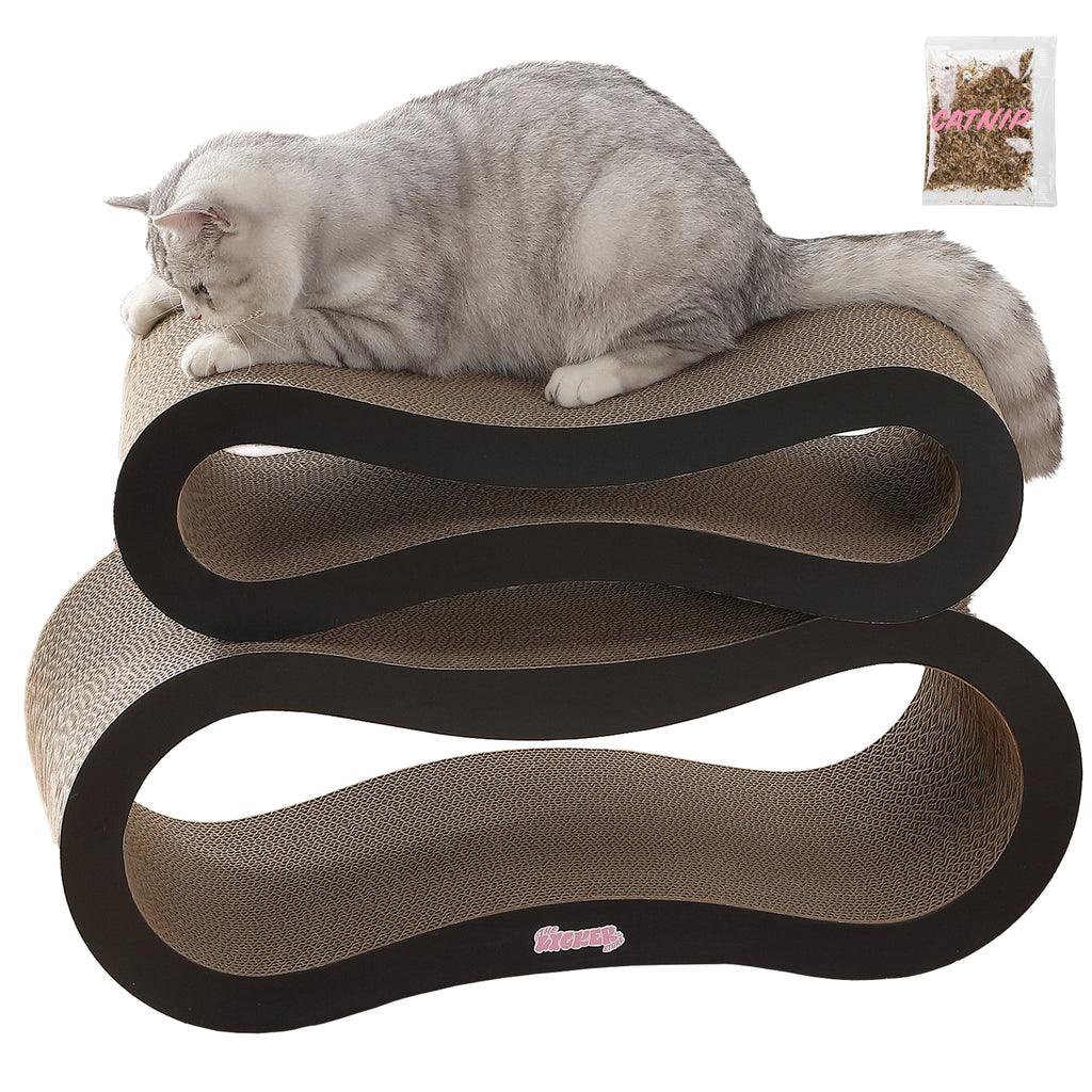 Suvi 26" Modern Cardboard Infinity 2-in-1 Lounge Bed Cat Scratcher with Catnip