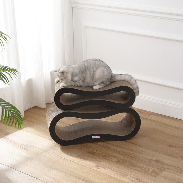 Suvi 26" Modern Cardboard Infinity 2-in-1 Lounge Bed Cat Scratcher with Catnip