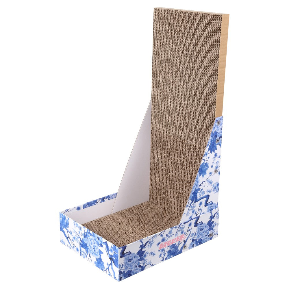 Oliver 23.8" Modern L Shaped Vertical Cardboard Cat Scratcher Stand with Catnip