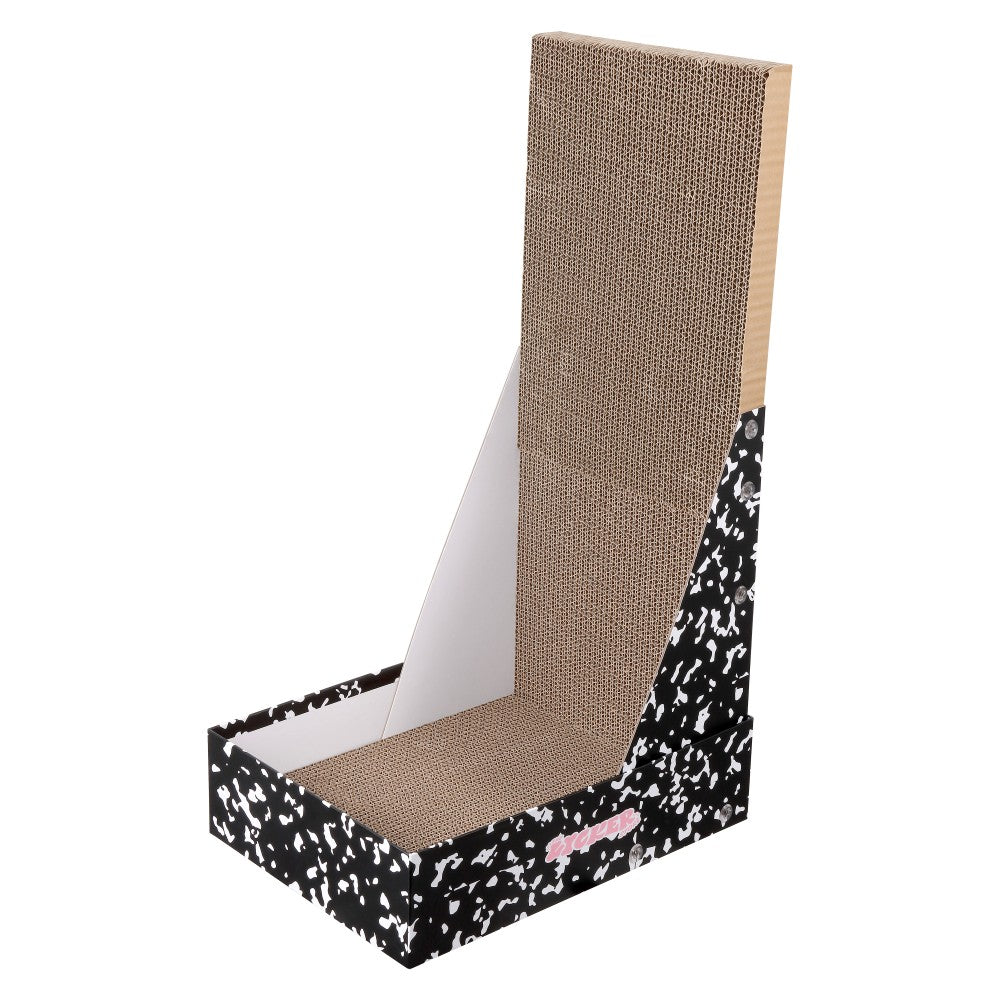 Oliver 23.8" Modern L Shaped Vertical Cardboard Cat Scratcher Stand with Catnip