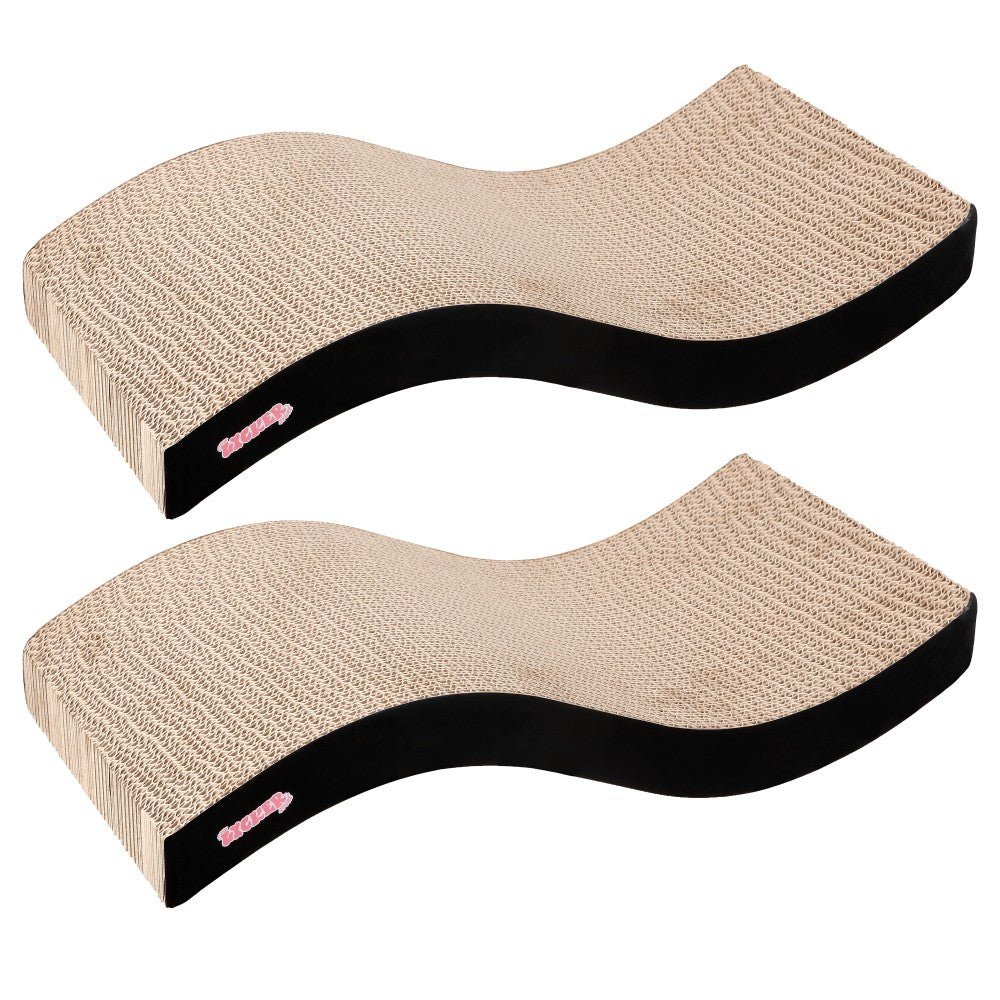 Atlas 17.5" Modern Wave Shaped Reversible Cardboard Lounge Cat Scratcher with Catnip