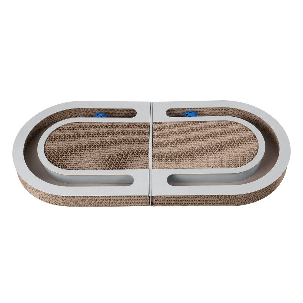 Balla 26” Foldable Double Sided Interactive Cardboard Cat Scratcher Lounge Pad with Ball and Catnip