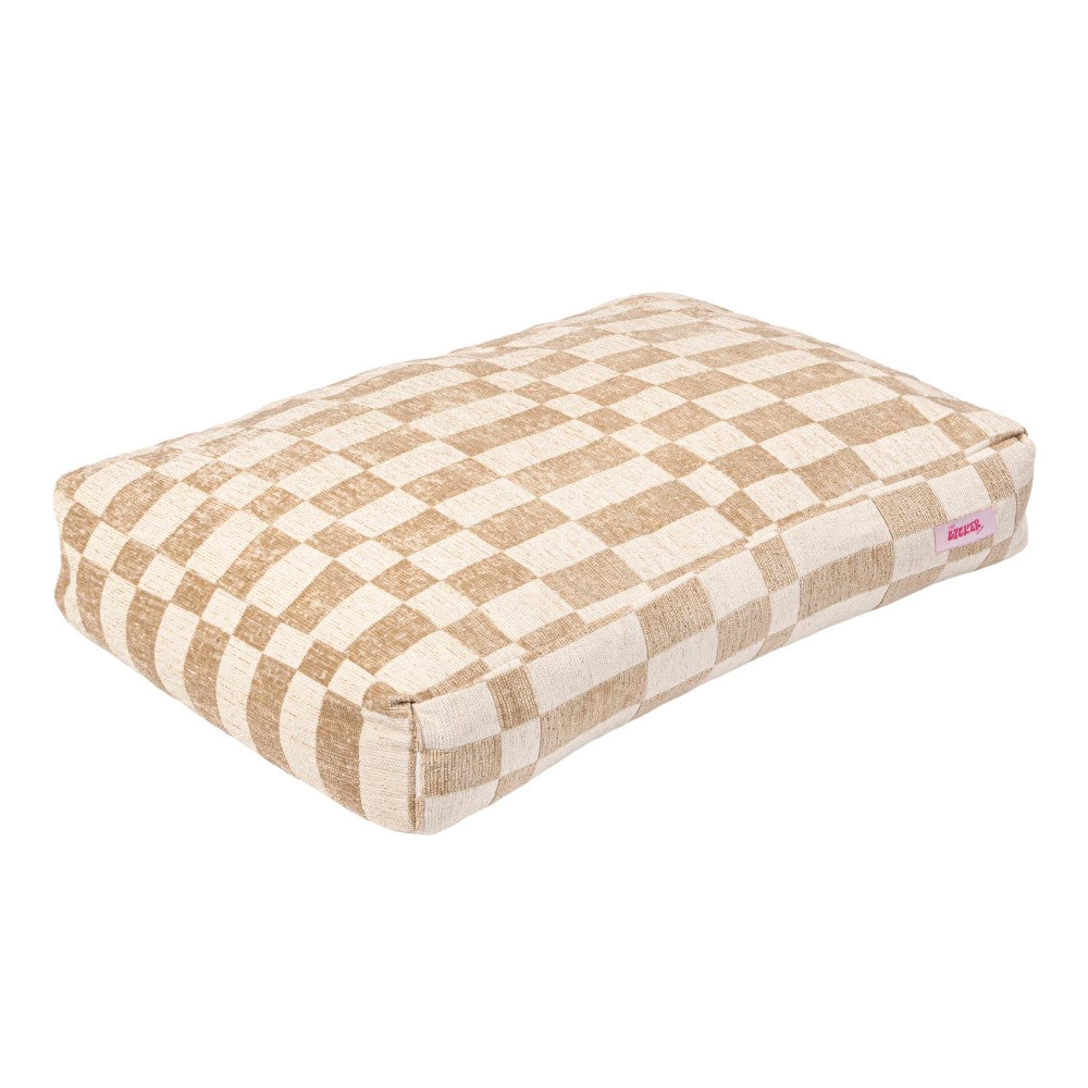 Maya Modern Pet Bed with Washable Cover Oatmeal Check