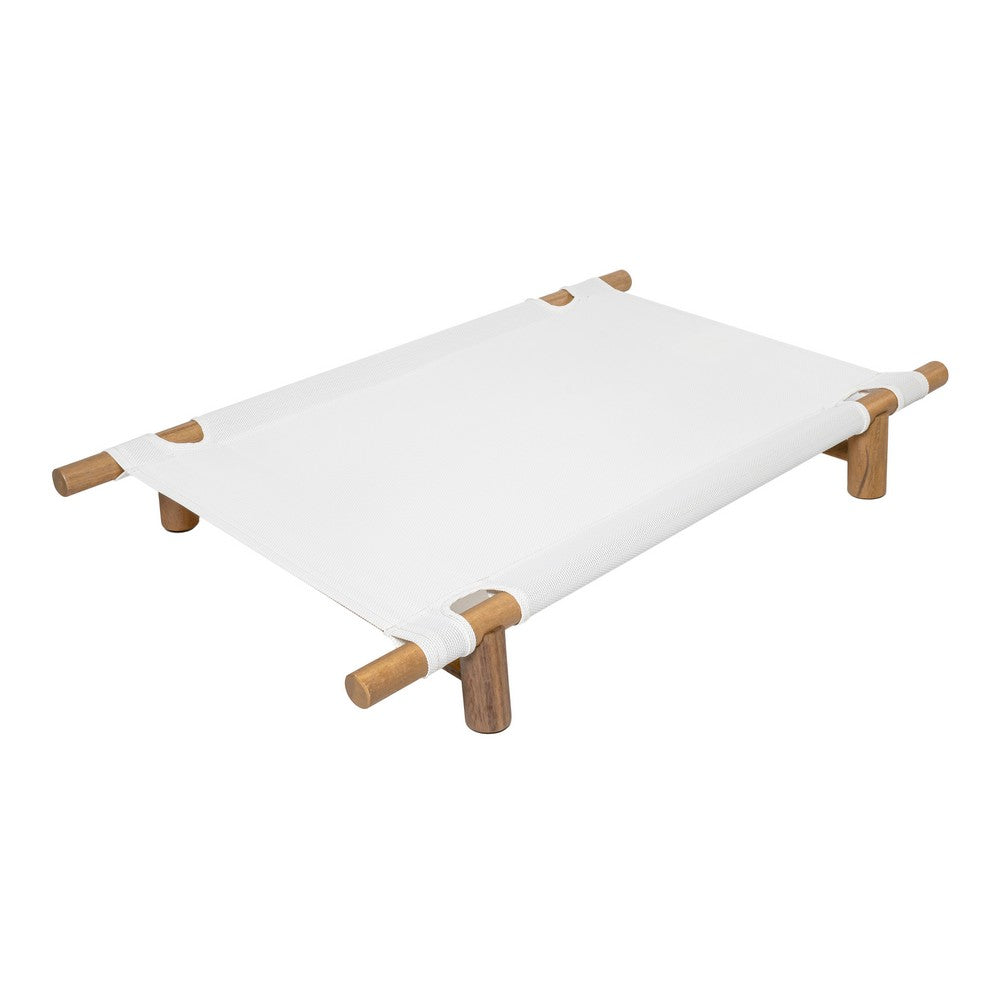 Chester Wood Frame Elevated Outdoor Dog Bed Snow Light Teak