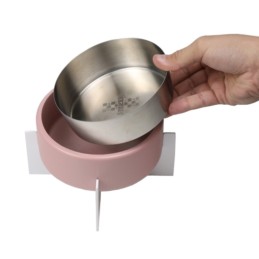 Intersecta Small/Medium Concrete and Stainless Steel Bowl 16oz (2 Cups) with Metal Stand Pet Feeder