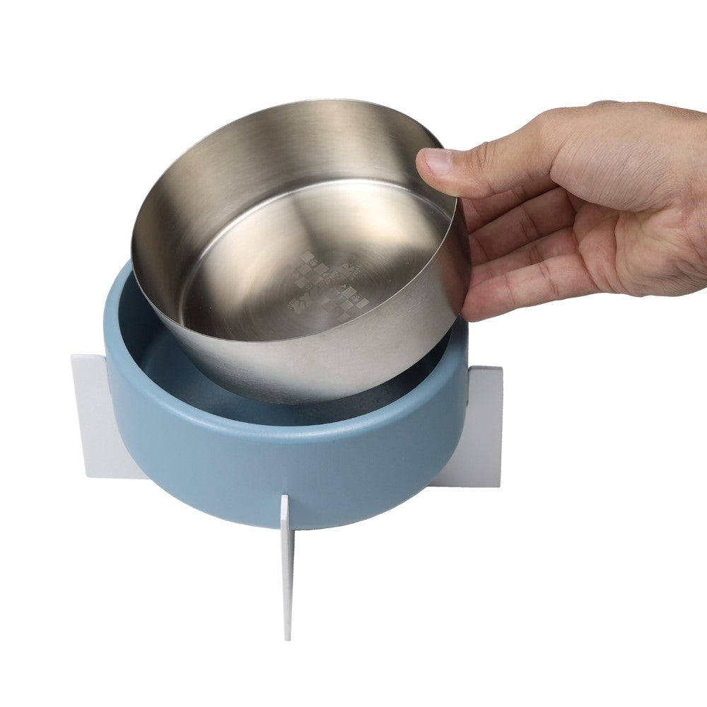 Intersecta Small/Medium Concrete and Stainless Steel Bowl 16oz (2 Cups) with Metal Stand Pet Feeder