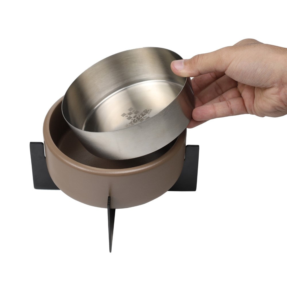 Intersecta Small/Medium Concrete and Stainless Steel Bowl 16oz (2 Cups) with Metal Stand Pet Feeder