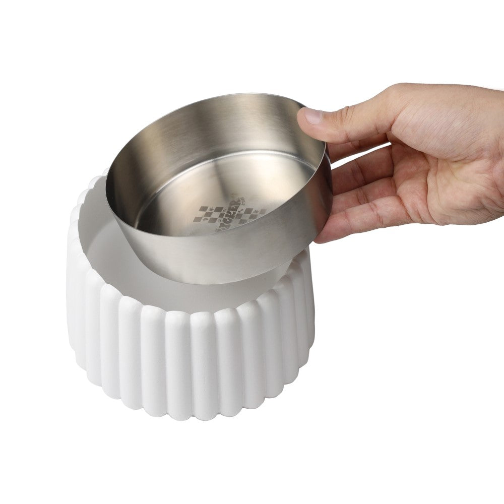 Ripple Ridge Small/Medium Slanted Concrete and Stainless Steel Bowl 16oz (2 Cups) Pet Feeder