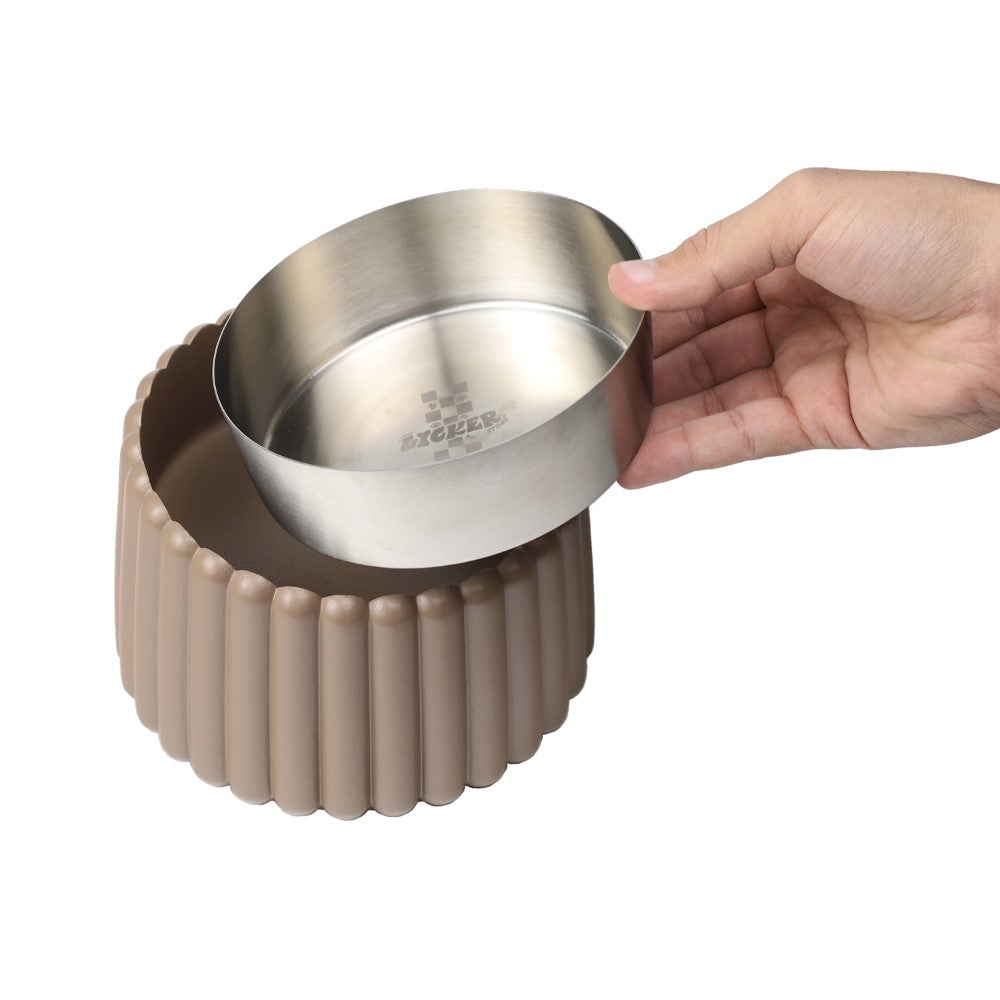 Ripple Ridge Small/Medium Slanted Concrete and Stainless Steel Bowl 16oz (2 Cups) Pet Feeder