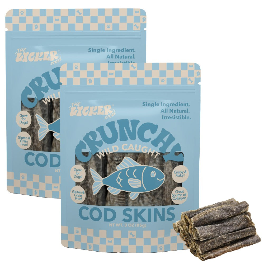 Gluten and Grain-Free Omega-3 Single Ingredient Crunchy Dried Cod Skin for Dogs and Cats