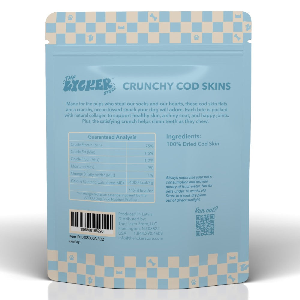 Gluten and Grain-Free Omega-3 Single Ingredient Crunchy Dried Cod Skin for Dogs and Cats