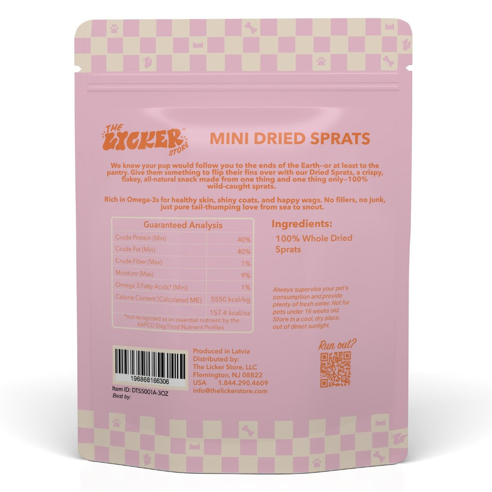 Gluten and Grain-Free Omega-3 Single Ingredient Crunchy Dried Baltic Sprats for Dogs and Cats