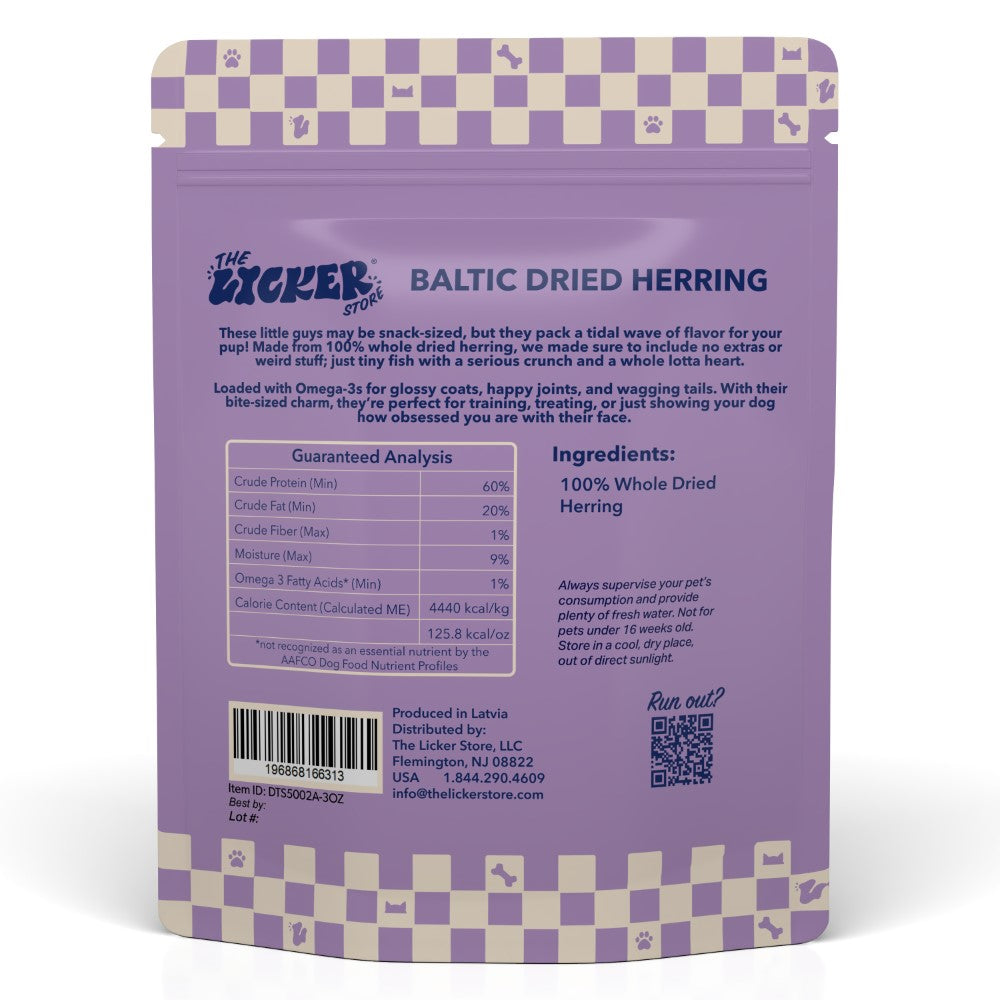 Gluten and Grain-Free Omega-3 Single Ingredient Crunchy Dried Baltic Herring for Dogs and Cats